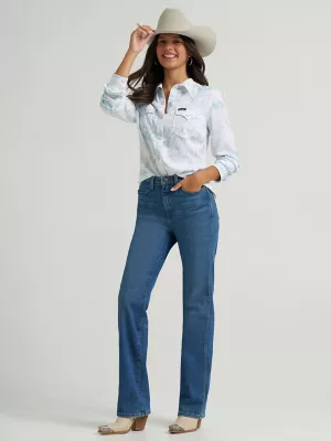 Women's Wrangler Country Toile Western Slim Snap Shirt in White