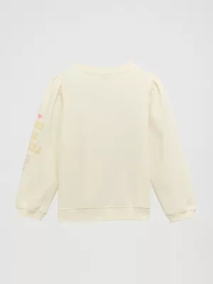 Girl's Wrangler Graphic Puff Sleeve Pullover in White