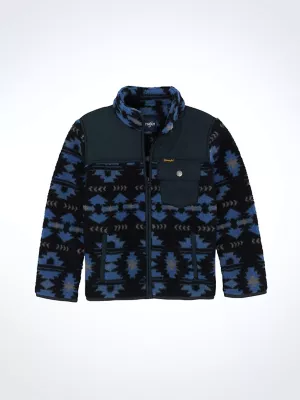 Boy's Wrangler Zip Front Lightweight Ripstop Sherpa Jacket in Federal Blue