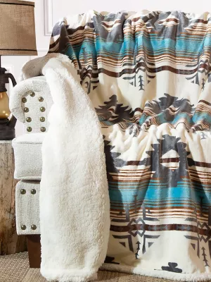 Wrangler Lounge Plush Sherpa Blanket:Multi:One Size