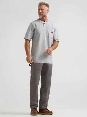Wrangler® RIGGS Workwear® Short Sleeve Henley in Ash Heather