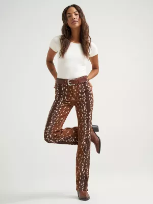 Women's Fawn Print Bootcut Jean in Fawn