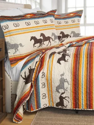 Wrangler Western Stripe Quilt Twin Bedding Set:Multi:Twin