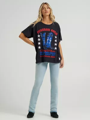 Wrangler x Lainey Wilson Jukebox Gold Oversized Tee in Black
