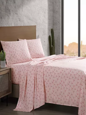 Wrangler Patterned Twin Sheet Set:Steer Skulls/ Pink:Twin