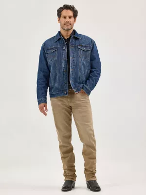 Men's Wrangler Retro® Sherpa Lined Western Denim Jacket in Blue Shadow
