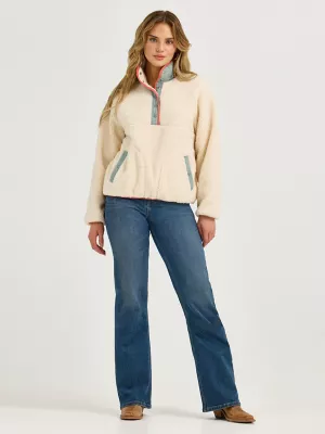Women's Wrangler Retro® Half-Snap Sherpa Pullover in White