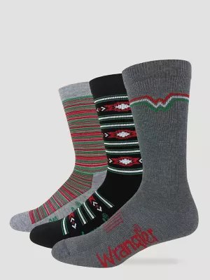 Mens Festive Crew Socks Box Set 3 Pack:Multi:L