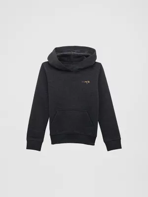 Boy's Western Back Graphic Pullover Hoodie in Jet Black