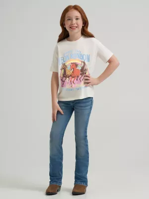 Girl's Wrangler x Lainey Wilson Neon Rainbow Tee in White