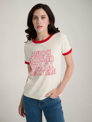 Wrangler x Stranger Things Upside Down Ringer Tee in Retro White