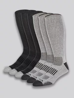 Mens Ryder Western Boot Socks 6-pack:Charcoal:One Size