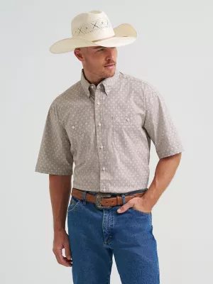 Wrangler® George Strait™ Short Sleeve Two Pocket Button Down Shirt in Floral Brown