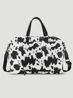 Weekender Cow Print Duffle Bag:Black:One Size
