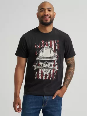Men's Skull Work T-Shirt in Jet Black