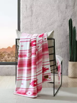 Wrangler Western Plush Printed Throw:Pink:One Size