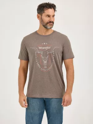 Men's Wrangler Longhorn Graphic T-Shirt in Morel