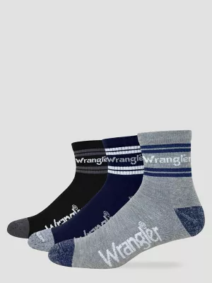Mens Wrangler Stripe Quarter Socks 3 Pack:Multi:L