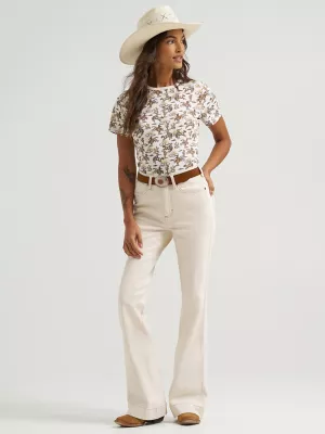 Women's Wrangler All Over Print Slim Tee in Cream Lasso