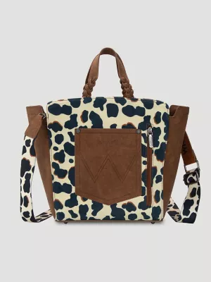 Colorblock Cow Print Cross Body:Brown:One Size