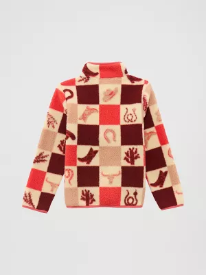 Girl's Half-Snap Sherpa Pullover in Pink