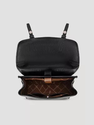 Faux Leather Convertible Satchel Backpack:Black:One Size: