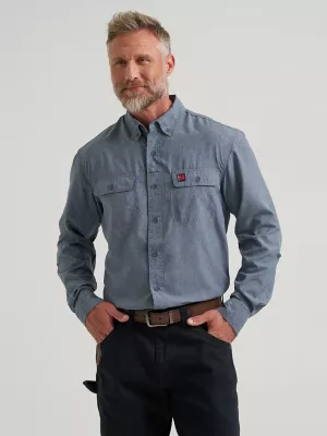 Wrangler® RIGGS Workwear® Long Sleeve Vented Solid Work Shirt in Blue Nights Heather