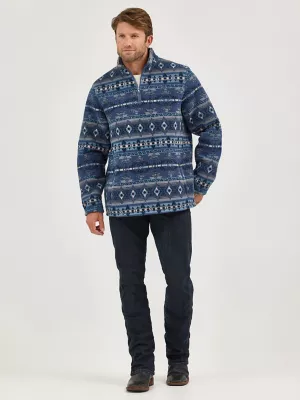 Men's Wrangler® Heavyweight Quarter-Zip Sherpa Pullover in Vintage Indigo