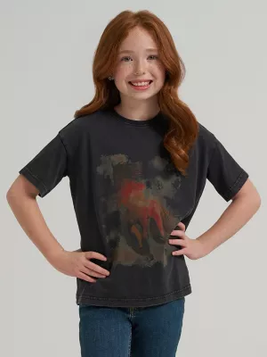 Girl's Wrangler x Lainey Wilson Oversized Graphic Tee in Horse Print