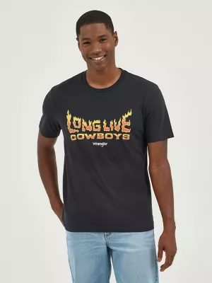 Men's Long Live Graphic T-Shirt in Jet Black