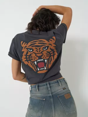 Women's Graphic Girlfriend Tee in Faded Black