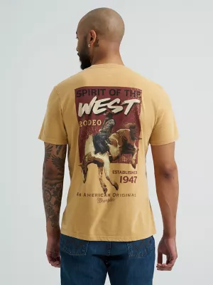 Mens Mineral Wash Back Graphic T-Shirt:Pale Gold Heather:S