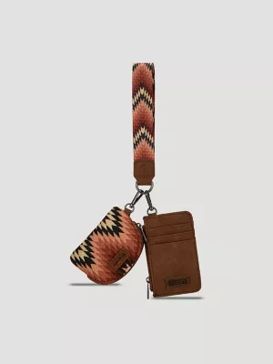 Zig Zag Print Wallet Card Set:Brown:One Size: