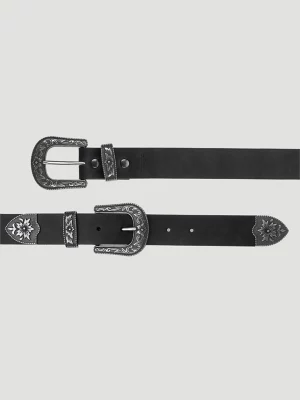 Women's Double Buckle Western Belt in Black