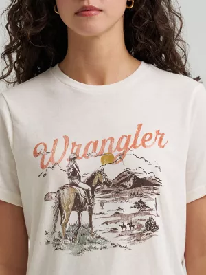 Womens Western Graphic Regular Fit Tee:Pearled Ivory:3XL