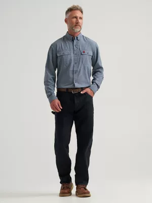 Wrangler® RIGGS Workwear® Long Sleeve Vented Solid Work Shirt in Blue Nights Heather