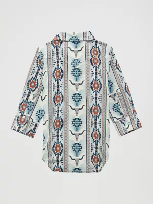 Baby Boy's Long Sleeve Checotah Western Snap Bodysuit in Gray Steerhead