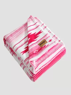 Wrangler Western Plush Printed Throw:Pink:One Size