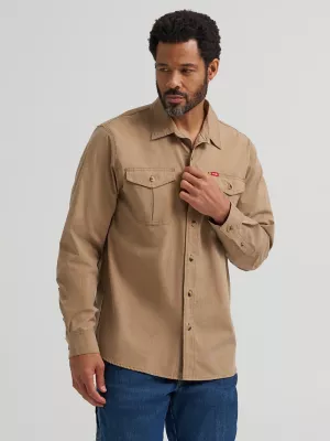 Men's Relaxed Fit Stretch Shirt in Brown Duck Heather