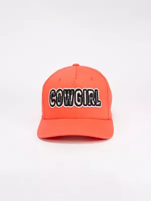 Womens Cowgirl Applique Baseball Cap:Washed Red:One Size