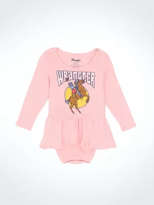 Baby Girl's Western Graphic Skirted Bodysuit in Pink