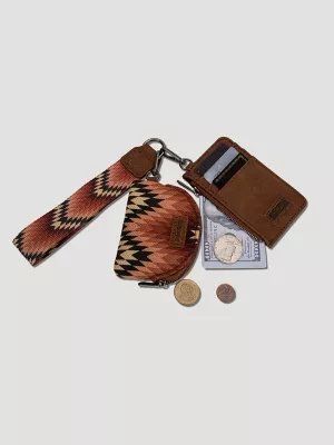 Zig Zag Print Wallet Card Set:Brown:One Size:
