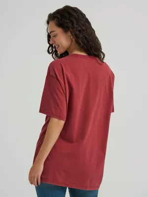 Women's Acid Wash Graphic Oversized Tee in Roan Rouge
