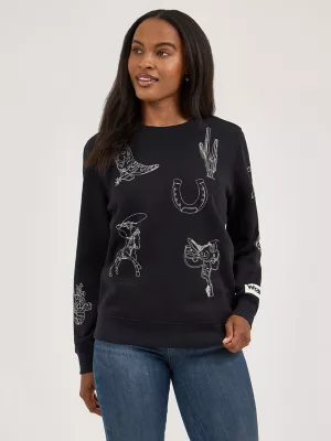 Women's Wrangler Icons Pullover Sweatshirt in Black