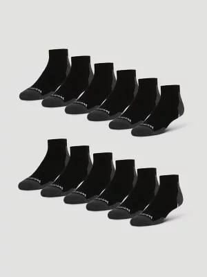 Mens Everyday Cotton Low Cut Sock 12 Pack:Black:One Size