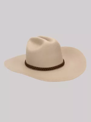Womens Suede Braid Band Cowboy Hat:Beige:One Size