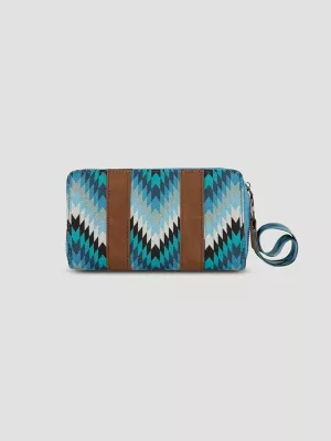 Zig Zag Print Wristlet:Denim:One Size: