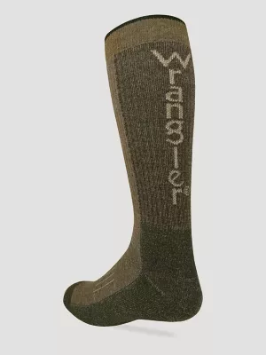 Mens Wrangler Merino Blend Crew Socks:Olive/Khaki:L