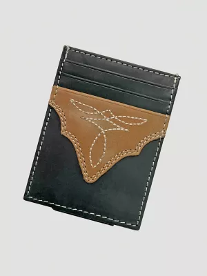 Boot Stitch Magnetic Money Clip:Black/Tan:One Size