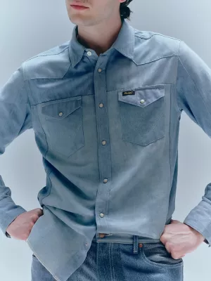 Wrangler x Beyond Retro Heritage Shirt in Light Wash
